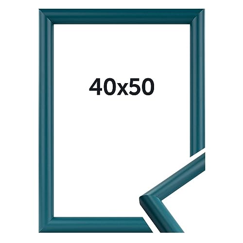 Dörr Bilderrahmen Aqua - Moderne Farben - Klassischer Schlichter Rahmen - Echtes Glas - Echt Holz - From Italy Petrol 40x50 von DÖRR