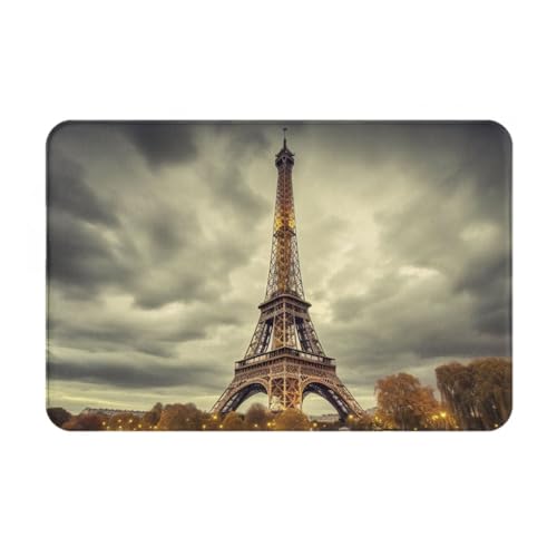DOFFO Fußmatte für den Innenbereich, Motiv: Eiffelturm, Paris, bedruckt, rutschfest, 40,6 x 61 cm, Herbst-Fußmatte, Badematte, Flanell-Überwurf, Teppich, Willkommensmatte, Haustürvorleger, Innenmatten von DOFFO
