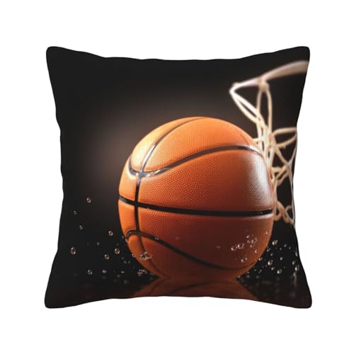 DOFFO Kissenbezug aus Kord, Motiv: Basketball, bedruckt, Herbst, weich, quadratisch, für Zuhause, Couch, Sofa, Bett, Stuhl, dekorative Geschenke, 40 x 40 cm von DOFFO