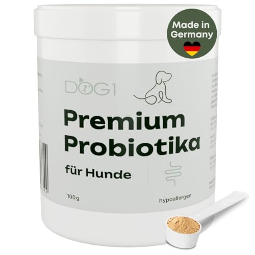 DOG1 Probiotika für Hunde – Darmflora aufbauen mit Präbiotika & Probiotika – Natürlich bei Durchfall, Grasfressen & Verdauungsproblemen – Tierärztlich entwickelt – Made in Germany – 100 g DOG1 Probiotika für Hunde – Darmflora aufbauen mit Präbiotika & Probiotika – Natürlich bei Durchfall, Grasfressen & Verdauungsproblemen – Tierärztlich entwickelt – Made in Germany – 100 g von dog1