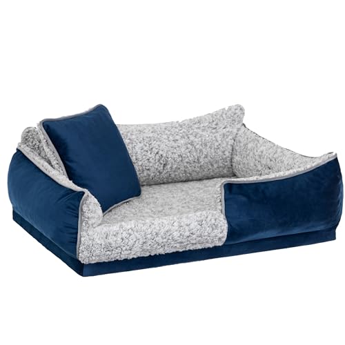 DOGGY Hundebett, Hundematratze, Hundecouch, für kleine und mittel Hunde, Hundekissen, Hundekorb, Haustier, Schlafplatz, Hundemöbel, Marineblau, M: 55x40 cm von DOGGY