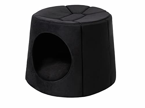 Doggy Hundehöhle Hundebett Katzenbett Hundehütte Haustierbett Hundehaus Hundeliegen Hundesofa Korb Sofa Hundekissen Schlafplatz, Schwarz, 2: ∅70 x 53 cm von Doggy