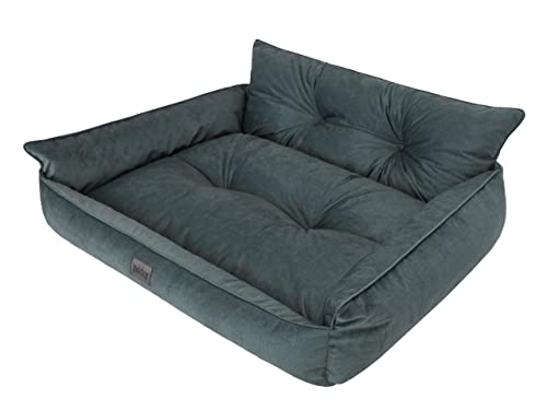 Hundebett Haustierbett Hundeliege Gesteppt Hundekissen Bett Sofa Hundematratze Tierbett Hundesofa Matratze, Flasche Grün Fancy, XL - 82 x 63 cm von DOGGY