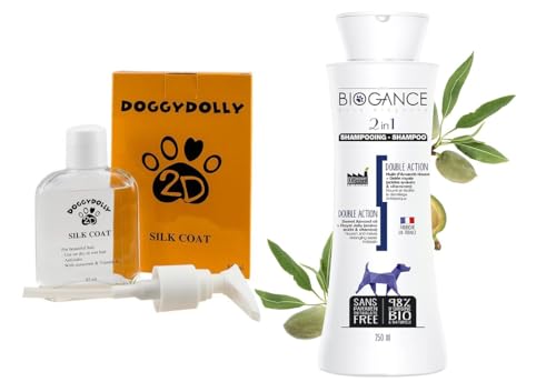 DoggyDolly PS001 Silk Coat Hunde Fellpflege und Biogance BGCS250 Hundeshampoo Set von Doggydolly