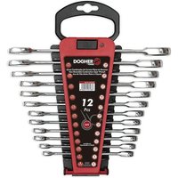 Set mit 12 Ring-Maulschlüsseln flache Ratsche ohne Rückwärtsgang Dogher 4557-022 Set mit 12 Ring-Maulschlüsseln flache Ratsche ohne Rückwärtsgang Dogher 4557-022 von DOGHER