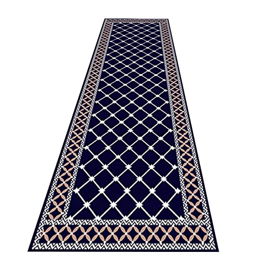 DOGOU Flur Teppich Läufer Blau Waschbarer Teppich, Breite 120cm 100cm 80cm 60cm Rutschfester Läufer für Die Küche Hotel Vorbau, Niedriges Profil 6 Mm (Size : 1.2x5m/3.9x16.4ft) von DOGOU