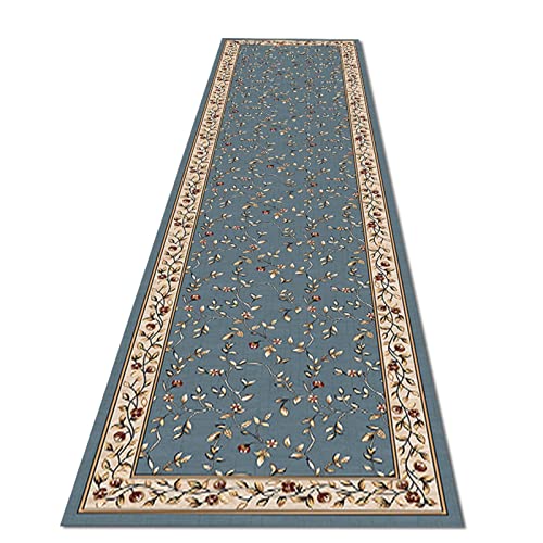 DOGOU Flur Teppich Läufer Traditioneller Teppichläufer Blau, Rutschfester Patchwork-Teppich für Flur Nachttisch Balkon, Lang 1m 3m 5m 6m 7m 8m 9m (Size : 1x3m/3.3x9.8ft) von DOGOU