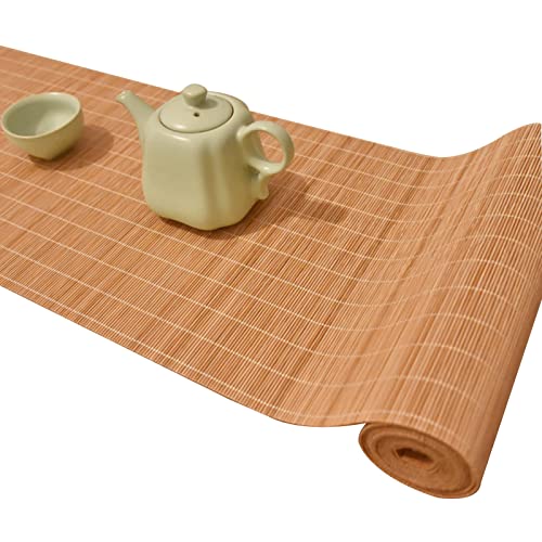 DOGOU Tischläufer Teetassenmatten Im Landhausstil Ursprünglicher Bambus, Breite 40cm 80cm 60cm 30cm Wasserdichtes Tischset für Couchtisch/Restaurant (Size : 30x240cm/11.8x94.5in) von DOGOU