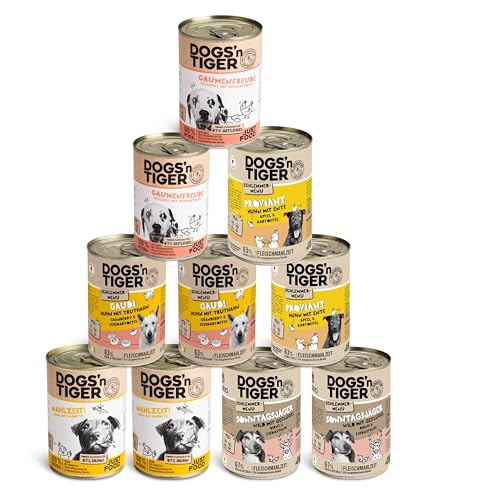 Dogs’n Tiger Adult Hundefutter, Nassfutter, ohne Zuckerzusatz, Weizen & künstliche Konservierungsstoffe, optimale Verträglichkeit, Mixpaket Geflügel Liebe, Truthahn, Wild, Huhn & Ente, 10x 400g Dogs’n Tiger Adult Hundefutter, Nassfutter, ohne Zuckerzusatz, Weizen & künstliche Konservierungsstoffe, optimale Verträglichkeit, Mixpaket Geflügel Liebe, Truthahn, Wild, Huhn & Ente, 10x 400g von DOGS' n TIGER