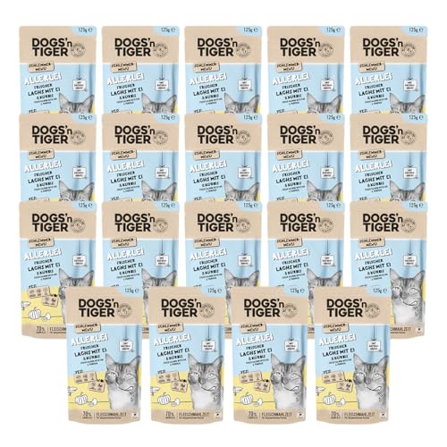 Dogs’n Tiger Schlemmermenü, Adult Nassfutter für Katzen, Katzenfutter, Allerlei, Lachs, Ei & Kürbis, 24x 125g Dogs’n Tiger Schlemmermenü, Adult Nassfutter für Katzen, Katzenfutter, Allerlei, Lachs, Ei & Kürbis, 24x 125g von DOGS' n TIGER