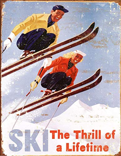 DOGT Blechschild, 20,3 x 30,5 cm, Ski-Thrill of a Lifetime Skifahren, Vintage-Blechschild von DOGT