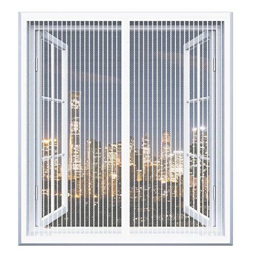 Fliegengitter Fenster Insect Stop 110 x 85 cm Insektenschutzgitter Ohne Bohren Automatisches Schließen Magnet Fliegengitter Für Alle Universalfenster, Weiß von DOGUO