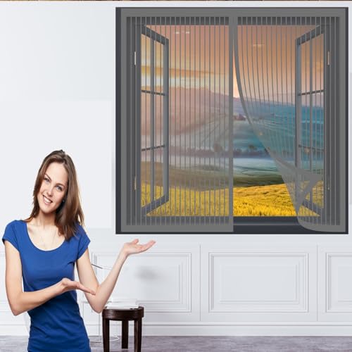 Fliegengitter Fenster Insect Stop 200 x 164 cm Insektenschutz Fenster Kein Bohren Kinderleichte Montage Magnetvorhang für Balkontür Terrassentür, Grau Fliegengitter Fenster Insect Stop 200 x 164 cm Insektenschutz Fenster Kein Bohren Kinderleichte Montage Magnetvorhang für Balkontür Terrassentür, Grau von DOGUO