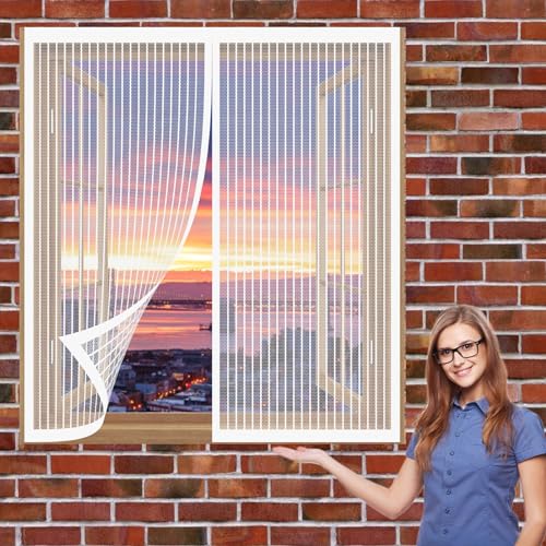 Fliegengitter Fenster Mückengitter 70 x 130 cm Fliegengitter Magnet Kein Bohren Kinderleichte Montage Magnet Fliegengitter für Alle Universalfenster, Weiß Fliegengitter Fenster Mückengitter 70 x 130 cm Fliegengitter Magnet Kein Bohren Kinderleichte Montage Magnet Fliegengitter für Alle Universalfenster, Weiß von DOGUO