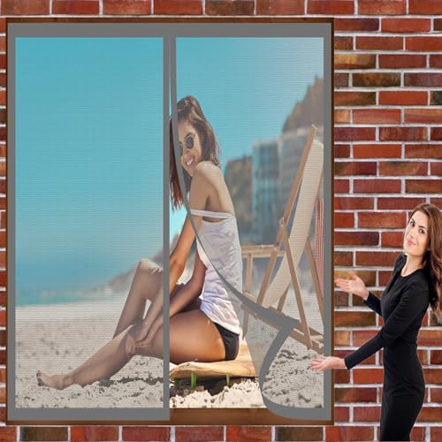 Fliegengitter Fenster Mückengitter 78 x 128 cm Fliegengitter Fenster Kein Bohren Kinderleichte Montage Magnet Fliegengitter für Alle Universalfenster, Grau Fliegengitter Fenster Mückengitter 78 x 128 cm Fliegengitter Fenster Kein Bohren Kinderleichte Montage Magnet Fliegengitter für Alle Universalfenster, Grau von DOGUO