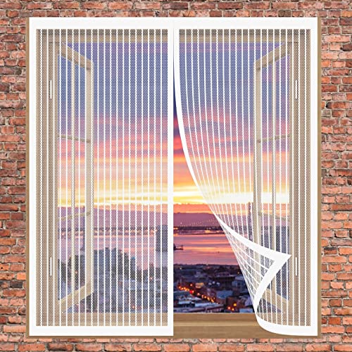 Fliegengitter Für Fenster Fensternetz 60 x 95 cm Fliegengitter Fenster Ohne Bohren Automatisches Schließen Fenster-Fliegengitter Für Alle Fenster Bis, Weiß von DOGUO