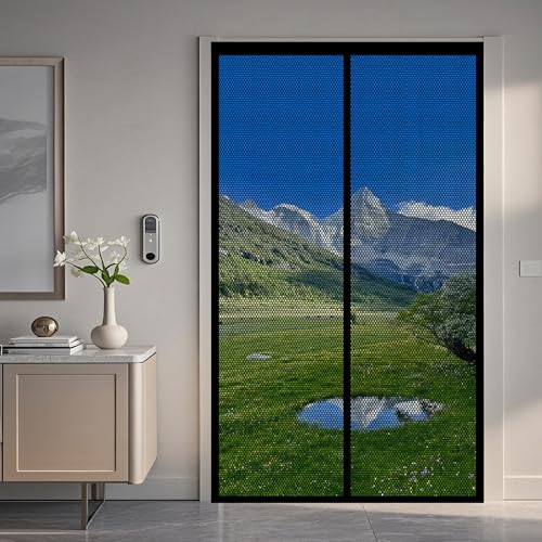 Fliegengitter Magnet Tür 63 x 193 cm Insektenschutz Balkontür Kinderleichte Klebemontage Ohne Bohren für Die Balkontür Terrassentür, Schwarz von DOGUO