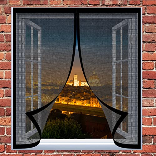 Fliegengitter Tür Insektenschutz 105 x 130 cm Fliegengitter Fenster In Verschiedenen Größen Auswählbar Magnet Fliegengitter Für Alle Universalfenster, Schwarz von DOGUO