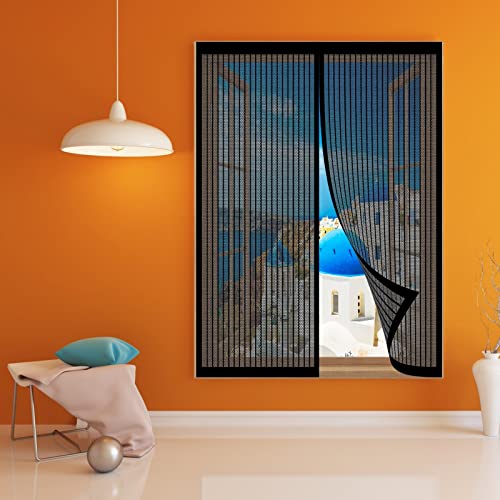 Fliegengitter Tür Insektenschutz 125 x 145 cm Fenster Mückengitter Kein Bohren Kinderleichte Montage Magnet Fliegengitter Für Alle Universalfenster, Schwarz von DOGUO