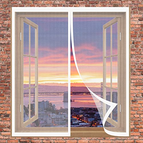 Fliegengitter Tür Insektenschutz 55 x 135 cm Fliegengitter Fenster Kein Stanzen Erforderlich Easy Install Magnetvorhang Für Balkontür Terrassentür, Weiß von DOGUO
