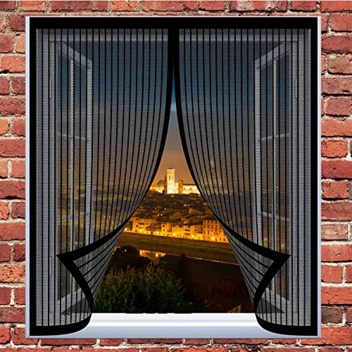 Fliegengitter Tür Insektenschutz 55 x 170 cm Fenster Mückengitter Einfache Installation Auto Schließen Magnetvorhang Für Balkontür Terrassentür, Schwarz von DOGUO