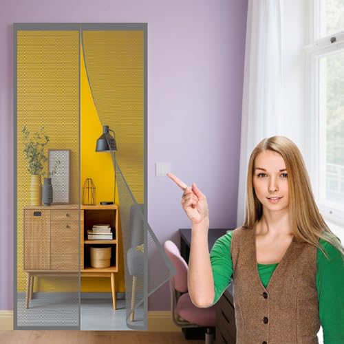 Fliegengitter Tür Magnet 112 x 216 cm Klebemontage Ohne Bohren Fliegengittertür Insektenschutz für Balkontür Terrassentür, Grau Fliegengitter Tür Magnet 112 x 216 cm Klebemontage Ohne Bohren Fliegengittertür Insektenschutz für Balkontür Terrassentür, Grau von DOGUO