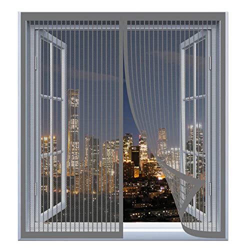 Fliegengitter Tür Magnetisch 120 x 130 cm Insektenschutz Fenster Ohne Bohren Automatisches Schließen Fenster-Fliegengitter Für Alle Fenster Bis, Grau von DOGUO