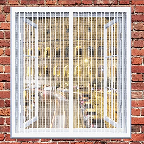 Fliegenschutzgitter Für Fenster 115 x 100 cm Insektenschutz Fenster Kein Bohren Kinderleichte Montage Magnet Fliegengitter Für Alle Universalfenster, Weiß von DOGUO