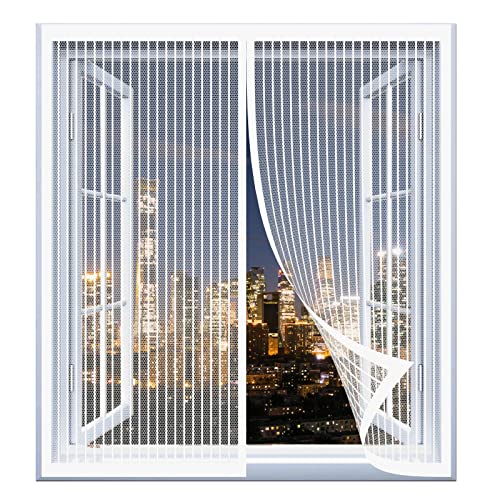 Fliegenvorhang Moskitonetz 50 x 50 cm Fenster Mückengitter Einfache Installation Auto Schließen Magnet Fliegengitter Für Alle Universalfenster, Weiß von DOGUO