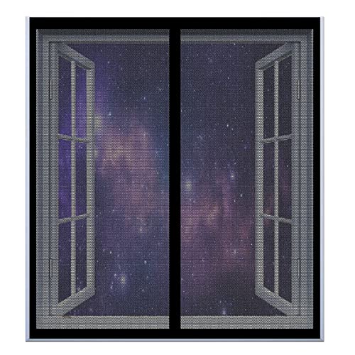 Fliegenvorhang Moskitonetz 80 x 195 cm Fliegengitter Fenster Ohne Bohren Automatisches Schließen Magnetvorhang Für Balkontür Terrassentür, Schwarz von DOGUO