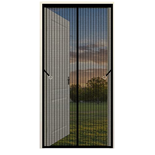 Fliegenvorhang Moskitonetz 85 x 190 cm Fliegengitter Für Fenster Ohne Bohren Automatisches Schließen Magnetvorhang Für Balkontür Terrassentür, Schwarz von DOGUO