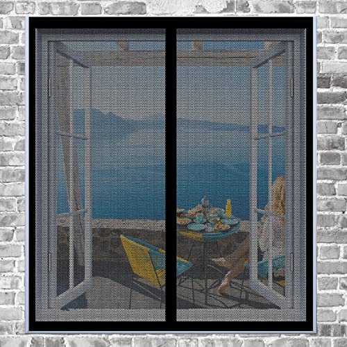 Insect Stop Fliegengitter Für Fenster 80 x 200 cm Insektenschutz Fenster Kein Bohren Kinderleichte Montage Fenster-Fliegengitter Für Alle Fenster Bis, Schwarz von DOGUO