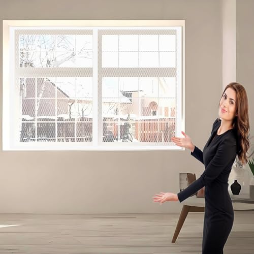 Insect Stop Fliegengitter für Fenster 90 x 170 cm Insektenschutz Fenster Ohne Bohren Automatisches Schließen Magnetvorhang für Balkontür Terrassentür, Weiß von DOGUO
