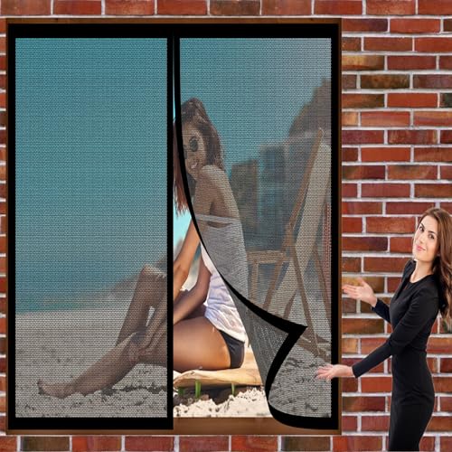 Insektenschutz Fliegengitter Fenster 100 x 124 cm Fliegengitter Fenster Ohne Bohren Automatisches Schließen Magnet Fliegengitter für Alle Universalfenster, Schwarz von DOGUO