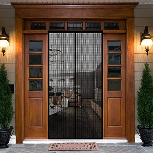 Insektenschutz Fliegengitter Für Tür 55 x 220 cm Insektenschutzgitter Ohne Bohren Automatisches Schließen Magnet Fliegengitter Für Alle Universalfenster, Schwarz von DOGUO