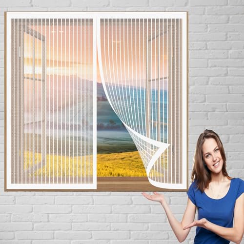 Insektenschutz Fliegengitter für Tür 155 x 136 cm Insektenschutzgitter Ohne Bohren Automatisches Schließen Magnetvorhang für Balkontür Terrassentür, Weiß Insektenschutz Fliegengitter für Tür 155 x 136 cm Insektenschutzgitter Ohne Bohren Automatisches Schließen Magnetvorhang für Balkontür Terrassentür, Weiß von DOGUO