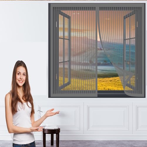 Insektenschutz für Fenster 132 x 118 cm Fliegengitter Magnet in Verschiedenen Größen Auswählbar Magnetvorhang für Balkontür Terrassentür, Grau Insektenschutz für Fenster 132 x 118 cm Fliegengitter Magnet in Verschiedenen Größen Auswählbar Magnetvorhang für Balkontür Terrassentür, Grau von DOGUO