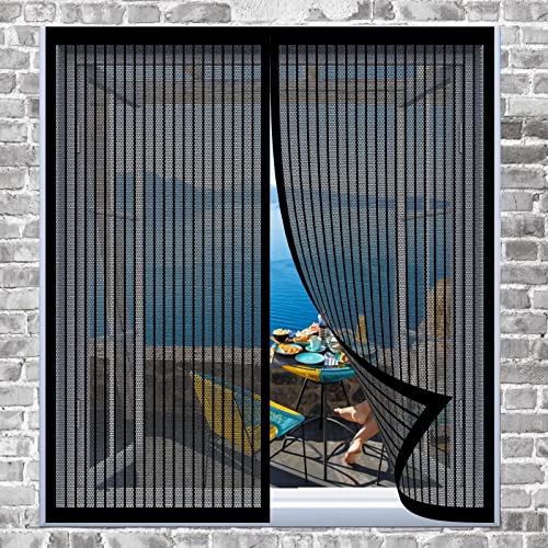 Magnet Vorhang Fliegenvorhang 55 x 195 cm Fliegengitter Balkontür Einfache Installation Auto Schließen Fenster-Fliegengitter Für Alle Fenster Bis, Schwarz von DOGUO