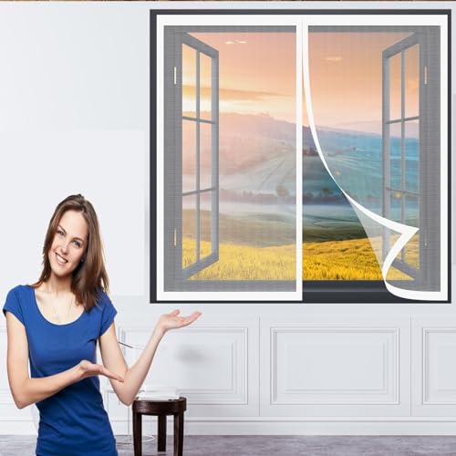 Moskitonetze für Fenster 94 x 120 cm Insektenschutz Fenster Kein Stanzen Erforderlich Easy Install Magnet Fliegengitter für Alle Universalfenster, Weiß Moskitonetze für Fenster 94 x 120 cm Insektenschutz Fenster Kein Stanzen Erforderlich Easy Install Magnet Fliegengitter für Alle Universalfenster, Weiß von DOGUO