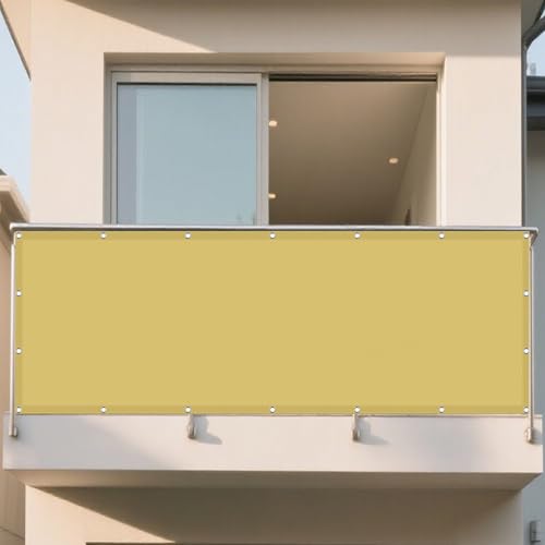 Sonnenschutz Sonnensegel 135 x 240 cm Rechteckig Wasserdicht Sonnenschutz Windschutz Sonnenplane Rechteckige Markise Ohne Bohren mit Ösen Segeltuch für Außenbereich Garten, Sandgelb von DOGUO