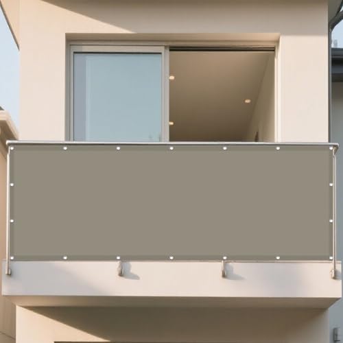 Sonnenschutz Sonnensegel 135 x 360 cm Rechteckig Wasserdicht Sonnenschutz Windschutz Sonnenplane Rechteckige Markise Ohne Bohren mit Ösen Segeltuch für Außenbereich Garten, Taupe von DOGUO