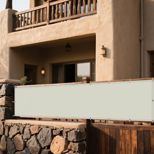 Sonnenschutz Sonnensegel 240 x 260 cm Rechteckig Wasserdicht Sonnenschutz Windschutz Wasserdicht Rechteckig mit Ösen Und Befestigungsseile für Balkon Terrasse, cremefarben von DOGUO