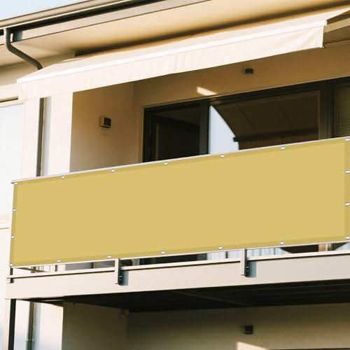 Sonnenschutz Sonnensegel 490 x 780 cm Rechteckig Wasserdicht 98% UV Schutz Markise Balkon Ohne Bohren mit Ösen Und Befestigungsseile für Balkon Camping Terrasse Pergola, Sandgelb von DOGUO