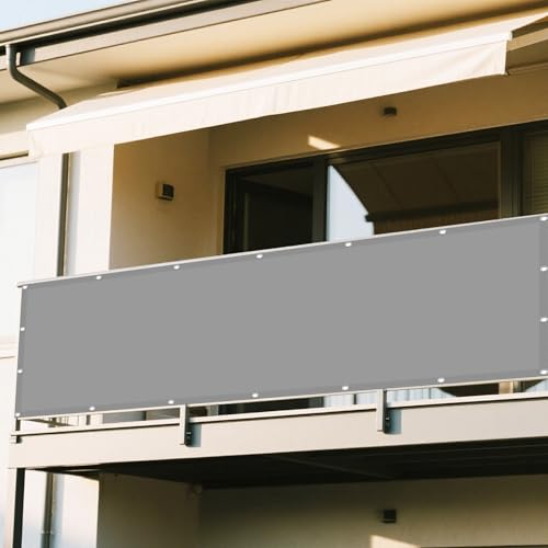 Sonnenschutz Sonnensegel 510 x 740 cm Rechteckig Wasserdicht 98% UV Schutz Markise Balkon Ohne Bohren mit Ösen Und Befestigungsseile für Balkon Camping Terrasse Pergola, Hellgrau von DOGUO