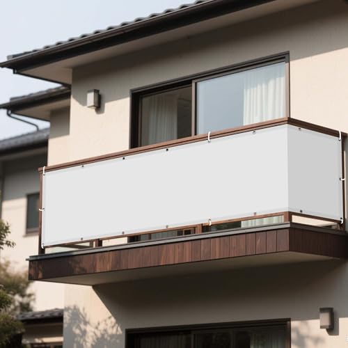 Sonnenschutz Sonnensegel 660 x 700 cm Rechteckig Wasserdicht Sonnenschutz Windschutz Netz Vielen Größen mit Spannseilen für Balkon Garten Terrasse, Weiß von DOGUO