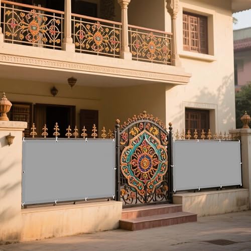 Sonnensegel 100 x 170 cm Rechteckig Wasserdicht 98% UV Schutz Sun Segel Rechter Winkel mit Ösen Ohne Bohren mit Seil für Terrasse Camping, Hellgrau von DOGUO