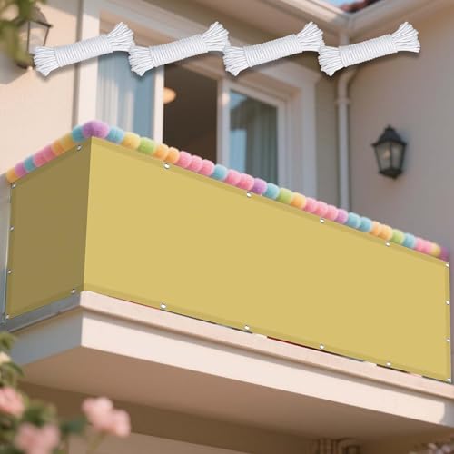 Sonnensegel 290 x 410 cm Rechteckig Wasserdicht 98% UV Schutz Schattierungsnetz inkl Befestigungsseile mit Ösen Ohne Bohren mit Seil für Balkon Terrasse, Sandgelb Sonnensegel 290 x 410 cm Rechteckig Wasserdicht 98% UV Schutz Schattierungsnetz inkl Befestigungsseile mit Ösen Ohne Bohren mit Seil für Balkon Terrasse, Sandgelb von DOGUO