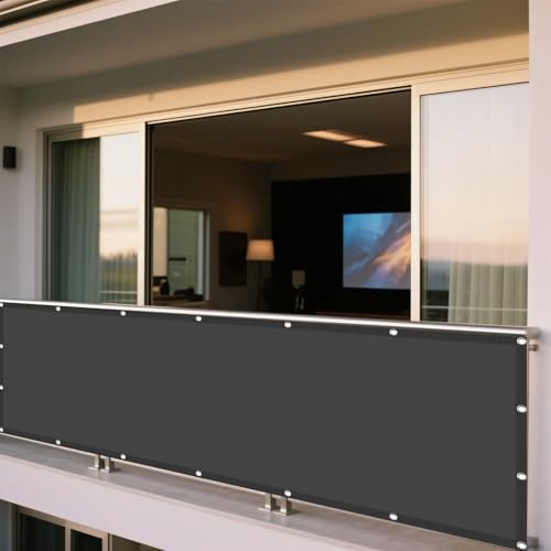 Sonnensegel 310 x 510 cm Rechteckig Wasserdicht 98% UV Schutz Schattentuch inkl Befestigungsseile für Balkon Garten, Dunkelgrau von DOGUO