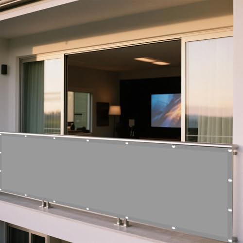 Sonnensegel 330 x 630 cm Rechteckig Wasserdicht 98% UV Schutz Schattentuch inkl Befestigungsseile für Balkon Garten, Hellgrau von DOGUO