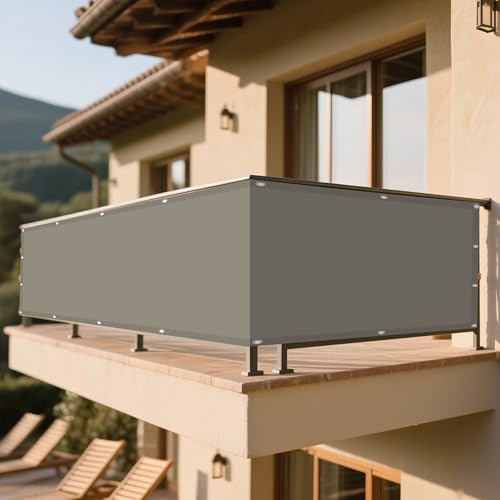 Sonnensegel 370 x 370 cm Rechteckig Wasserdicht Sonnenschutz Windschutz Windschutz Überdachung Plane mit Ösen Segeltuch 4 × 1.5 M Seile für Terrasse Balkon, Khaki von DOGUO